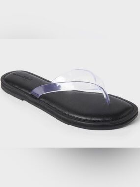 Universal Thread Clear Strap Thong Sandals with Black Footbed
